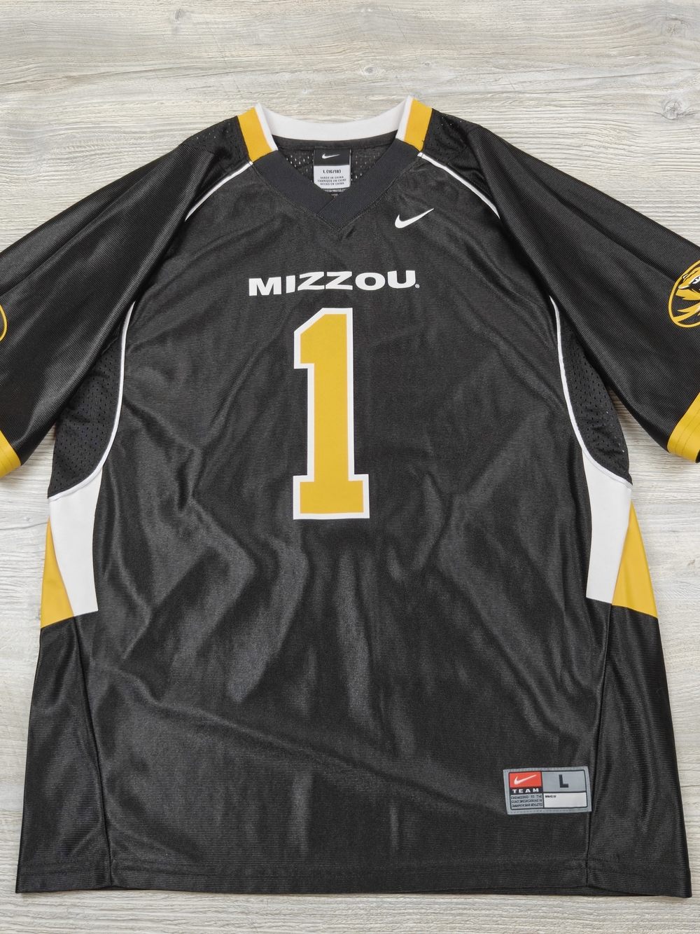 Nike Mizzou Tigers Youth Jersey #1 Black Football Shirt Size Large 16/18